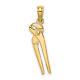 10k Yellow Gold Locking Wrench Necklace Charm Pendant