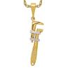 10k Yellow Gold Pipe Wrench Necklace Charm Pendant Chain 20 Inch