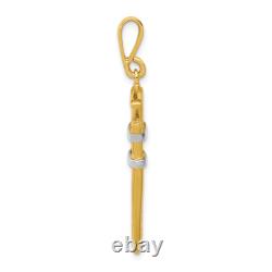 10K Yellow Gold Pipe Wrench Necklace Charm Pendant Chain 20 inch