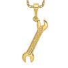 10k Yellow Gold Wrench Necklace Charm Pendant Chain 24 Inch
