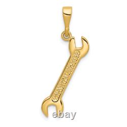 10K Yellow Gold Wrench Necklace Charm Pendant Chain 24 inch