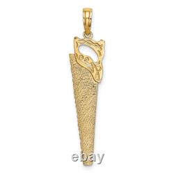 14K Yellow Gold Hand Saw Necklace Charm Pendant With Chain 18 inch