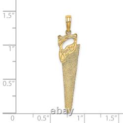 14K Yellow Gold Hand Saw Necklace Charm Pendant With Chain 18 inch