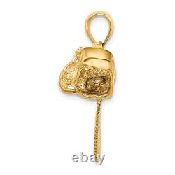 14K Yellow Gold Large Chain Saw Necklace Charm Pendant