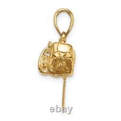14K Yellow Gold Small Chain Saw Necklace Charm Pendant