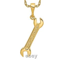 14K Yellow Gold Wrench Necklace Charm Pendant
