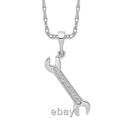 14k White Gold Wrench Necklace Pendant Charm Career Professional Tool Fine