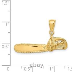 14k Yellow Gold Large Chain Saw Necklace Pendant Charm Career Professional Tool
