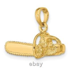 14k Yellow Gold Small Chain Saw Necklace Pendant Charm Career Professional Tool