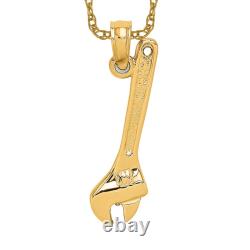 14k solid yellow gold adjustable wrench necklace