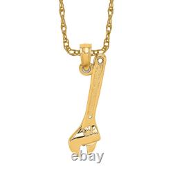 14k solid yellow gold adjustable wrench necklace