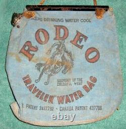 Vtg D'origine Bleu Rodeo Radiator Sac D'eau Souvenir Hot Rat Rod 50s 60s 70s Rare