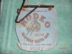 Vtg D'origine Bleu Rodeo Radiator Sac D'eau Souvenir Hot Rat Rod 50s 60s 70s Rare